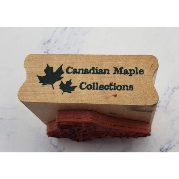 Holiday Christmas Candle With Holly Canadian Maple Collections Rubber Stamp - Picture 3 of 8